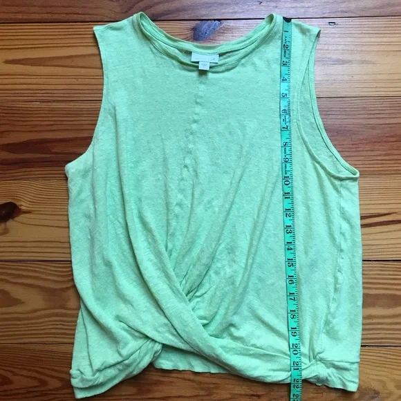 J. Jill Lime Green Linen Twist Front Sleeveless Top, EUC, L - Picture 6 of 10